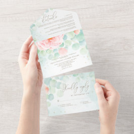 Peony Greenery Eucalyptus Watercolor Bröllop