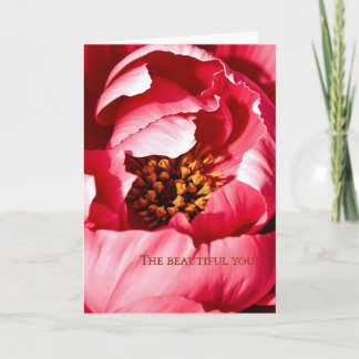 Peony  Greeting card with original poem Tack Kort