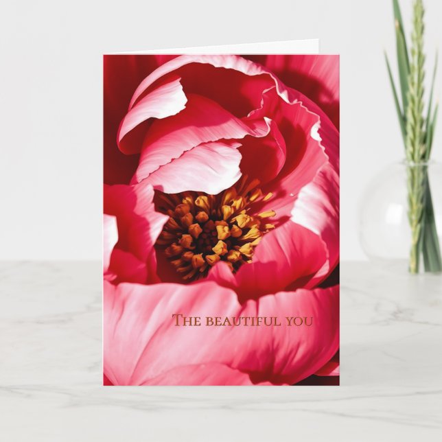 Peony  Greeting card with original poem Tack Kort (Framsida)