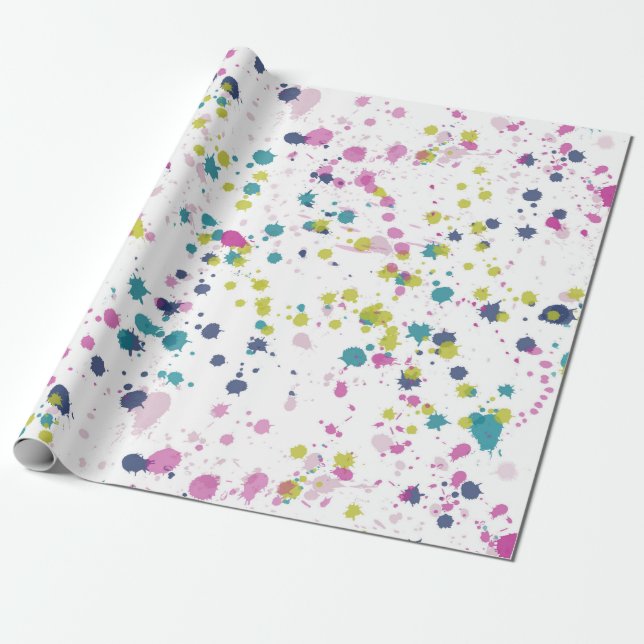 Peony Gren Splatter Wrapping Papper Presentpapper (Utrullad)