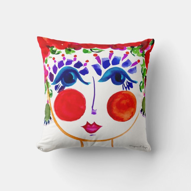 Peony - Gypsy Garden Girl Cotton Pillow Kudde (Framsida)