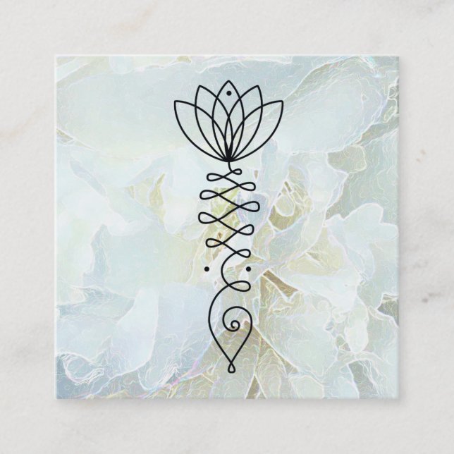 *~* Peony Heart Lotus Healmassage Reiki Yoga Fyrkantigt Visitkort (Framsida)