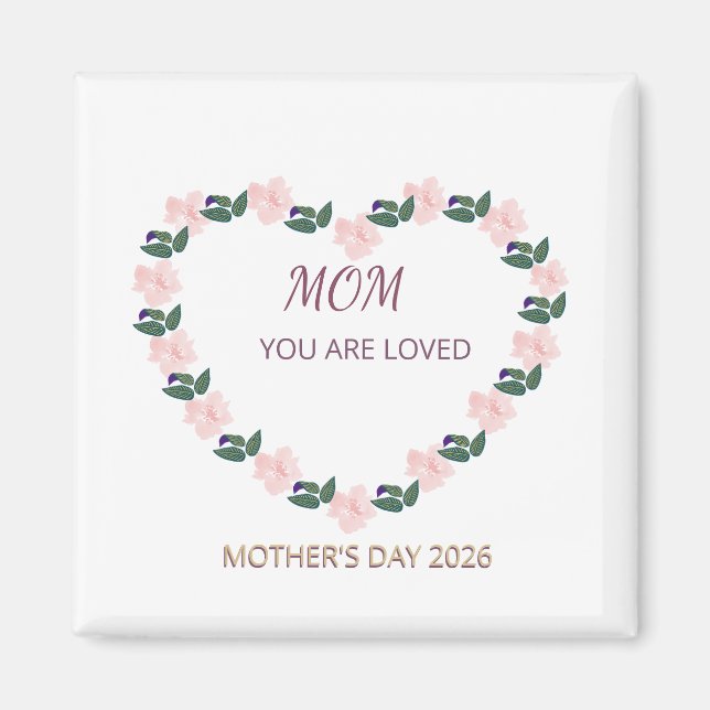 Peony Heart Mom Affection Artwork Magnet (Framsidan)
