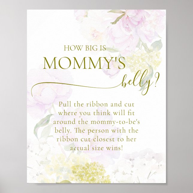 Peony Hydrangea Baby Shower Big Mamma Belly Poster (Framsidan)