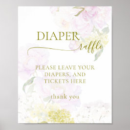Peony Hydrangea Pastel Baby Shower Diaper Raffle Poster