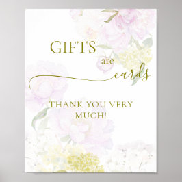 Peony Hydrangea Pastel Baby Shower Gifts and Cards Poster