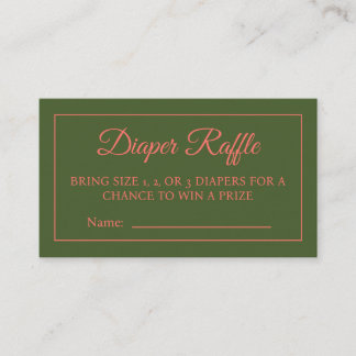 Peony in Bloom Diaper Raffle Ticket Visitkort