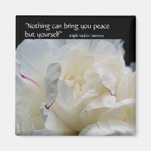 Peony Inner Peace inspirational Quote Magnet