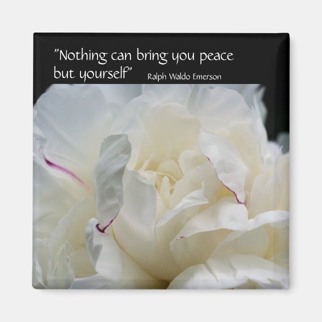Peony Inner Peace inspirational Quote Magnet (Framsidan)
