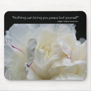 Peony Inner Peace inspirational Quote Mousepad Musmatta