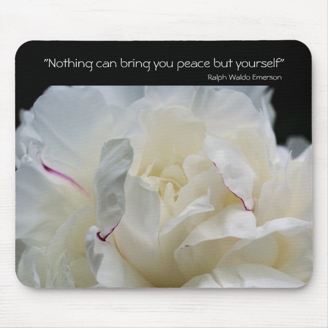 Peony Inner Peace inspirational Quote Mousepad Musmatta (Framsidan)