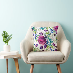 Peony Joy Watercolor Blommigt Duo- Kudde