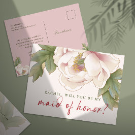 Peony kommer du att vara min Maid of honor Frieri Vykort