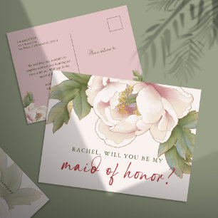 Peony kommer du att vara min Maid of honor Frieri Vykort