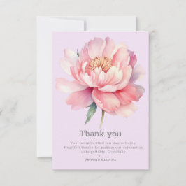 Peony Lila Modern Vintage Watercolor Bröllop Tack Kort