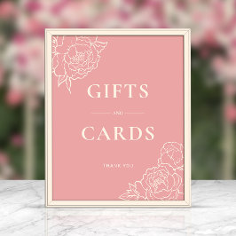 Peony Line Art Gifts & Cards Sign (Rosa) Poster