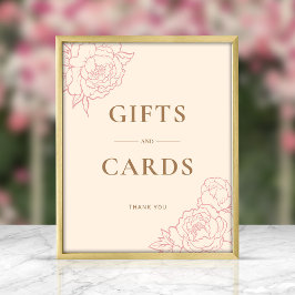 Peony Line Art Gifts & Cards Sign (Rosa) Poster