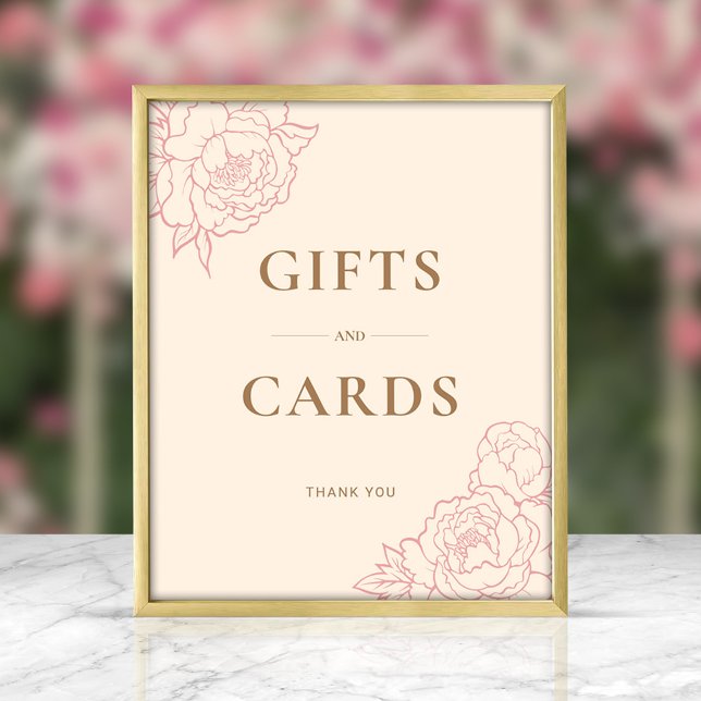 Peony Line Art Gifts & Cards Sign (Rosa) Poster (Skapare uppladdad)