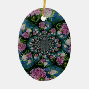 Peony Mandala Julgransprydnad Keramik