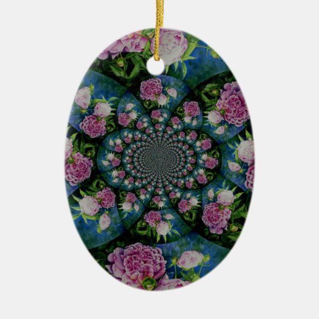 Peony Mandala Julgransprydnad Keramik (Framsidan)