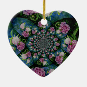 Peony mandala julgransprydnad keramik
