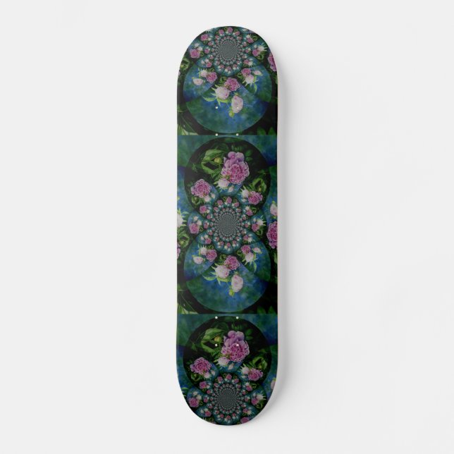 Peony mandala skateboard bräda 19,5 cm (Framsida)