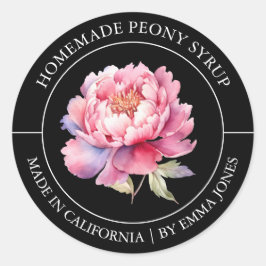 Peony Modern-etikett Runt Klistermärke