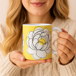 Peony Mug Bold Yellow Graphic Flower Minimalist Li Kaffemugg
