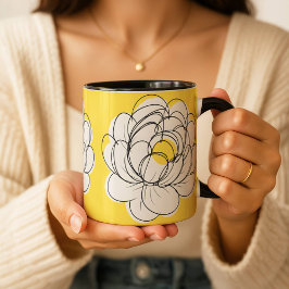 Peony Mug Bold Yellow Graphic Flower Minimalist Li Mugg