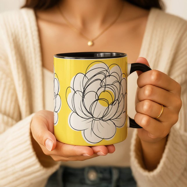 Peony Mug Bold Yellow Graphic Flower Minimalist Li Mugg (Skapare uppladdad)