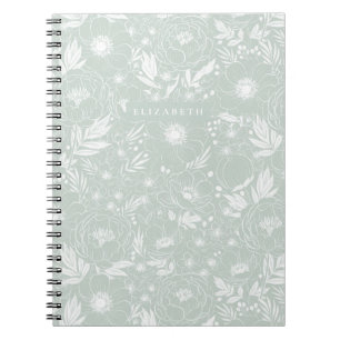 Peony och Anemone Illustrated Blommigt Anteckningsbok