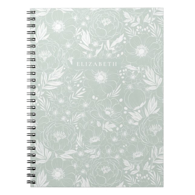 Peony och Anemone Illustrated Blommigt Anteckningsbok (Framsidan)