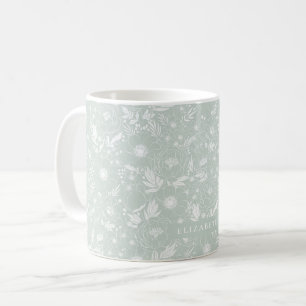 Peony och Anemone Illustrated Blommigt Kaffemugg