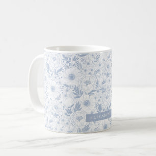 Peony och Anemone Illustrated Blommigt Kaffemugg