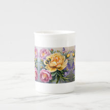 Peony och Bee Porcelain