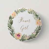 Peony och Foliage Ram Flower Girl Badge