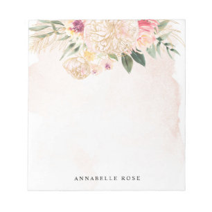 Peony och Gold Foil Bloom Anteckningsblock
