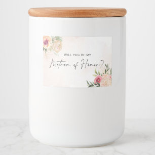 Peony och Guld Bloom Matron of Honor Candle Label Mat Etiketter