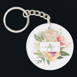 Peony och Guld Flowers Monogram Namn<br><div class="desc">Designat att samordna med vår Peony- och Guld Bloom Monogram-samling, har anpassadet för att matcha nyckelring blommor från lustig rosa och guld med blommor från grönt. Om du vill ha en mer avancerad anpassning av den här designen klickar du på knappen "CUSTOMIZE" ovan. Observera att folie av guld är tryckt...</div>