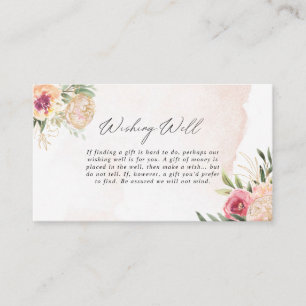 Peony och Guld Foil Flowers Wishing well Tilläggskort
