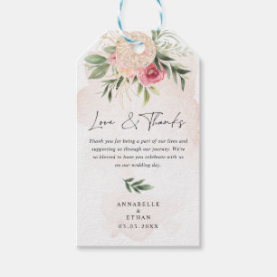 Peony och Gulfblooms Tack Gift Märkre Presentetikett