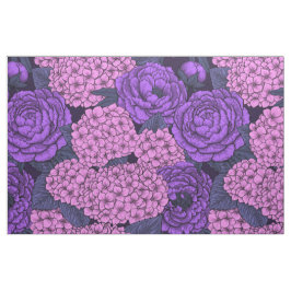 Peony och hydrangea i rosa och violett tyg