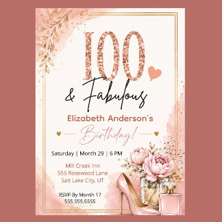 Peony och parfym fantastisk 100-årsdag inbjudningar