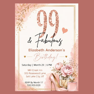 Peony och parfym fantastisk 99-årsdag inbjudningar