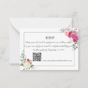 Peony och Ro Greenery QR Code RSV Anteckningskort