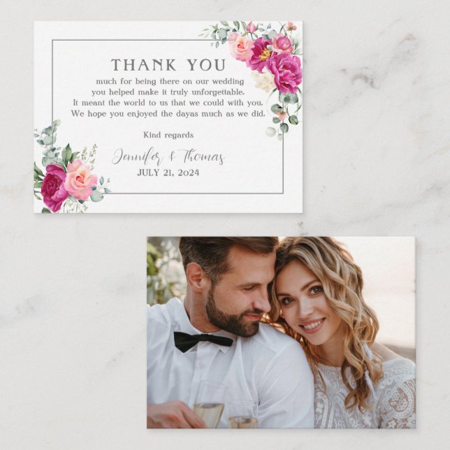 Peony och Ro Greenery - tack för ditt kort (Fram/baksida)