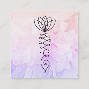 *~* Peony Ombre Lotus Healer Massage Reiki Yoga Fyrkantigt Visitkort