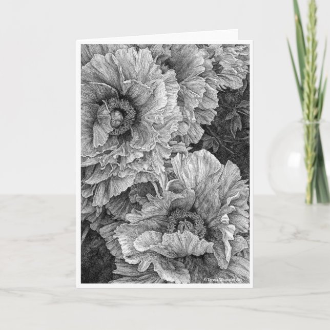 Peony Pair Greeting Card Kort (Framsida)