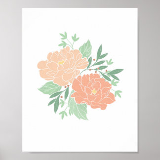 Peony Peonies Blommigt Boho Flower Print Poster
