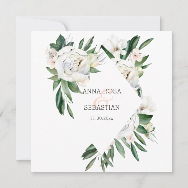 *~* Peony QR OSA AR15 Flowers Ram Bröllop Inbjudningar (Framsida)